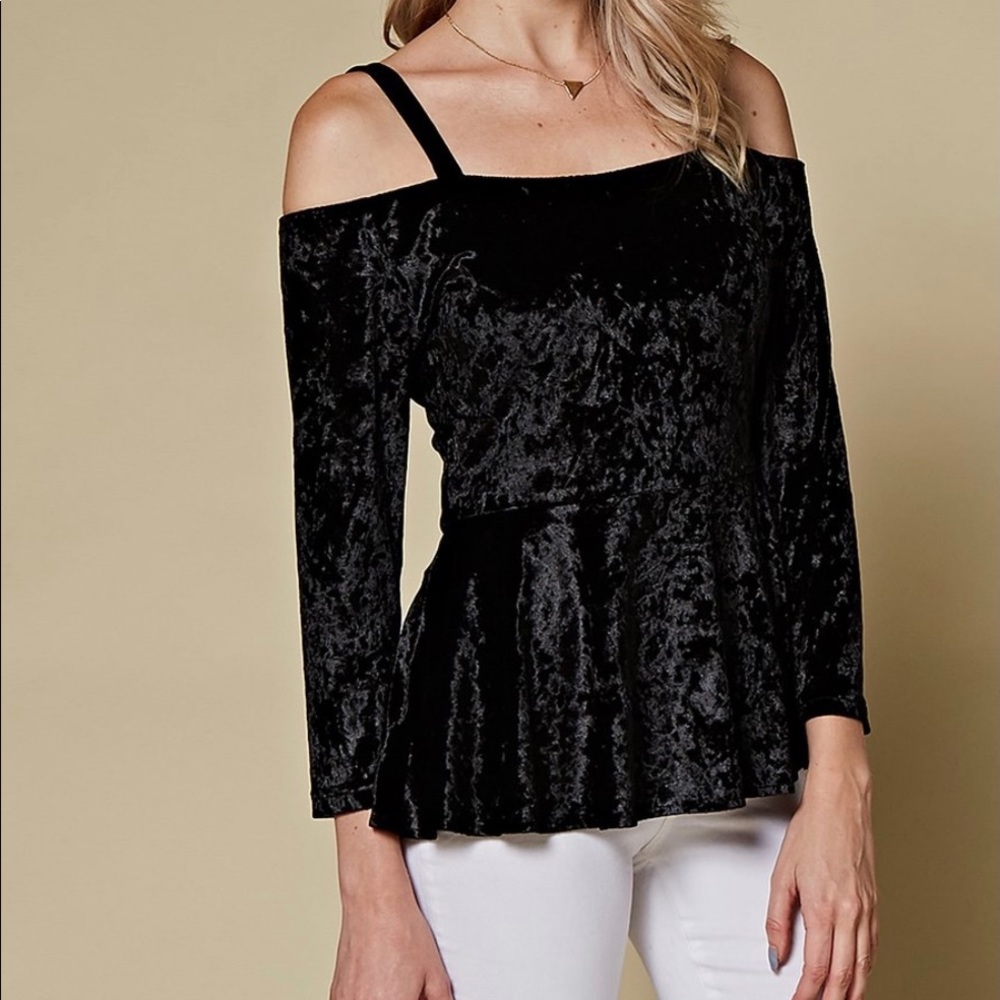 Black Velvet off the should blouse